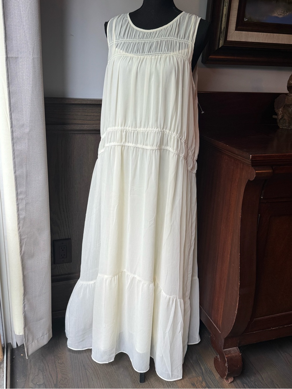 a new day Cream Sleeveless Tiered Maxi Dress xl nwt - Picture 3 of 9